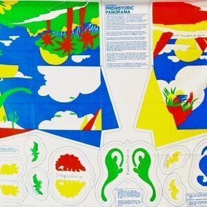 Vintage Dinosaur Fabric Panel Gentle Giants